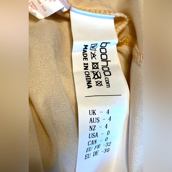 Boohoo Midi V Cut Neckline Thigh Split Sequin Cream Dress Women Petite Zero - Picture 12 of 14